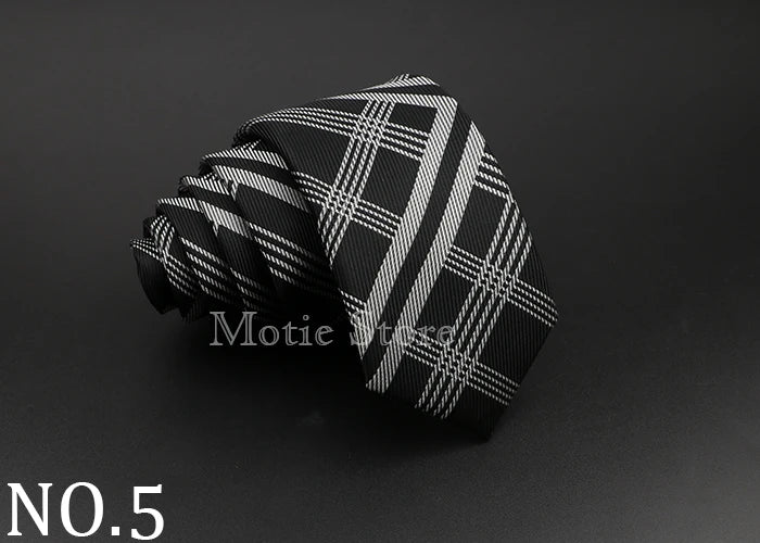 Cravate tissée jacquard pour homme, classique, à carreaux, rayée, en polyester, tendance, pour mariage, affaires, fête, costume, robe, cadeau