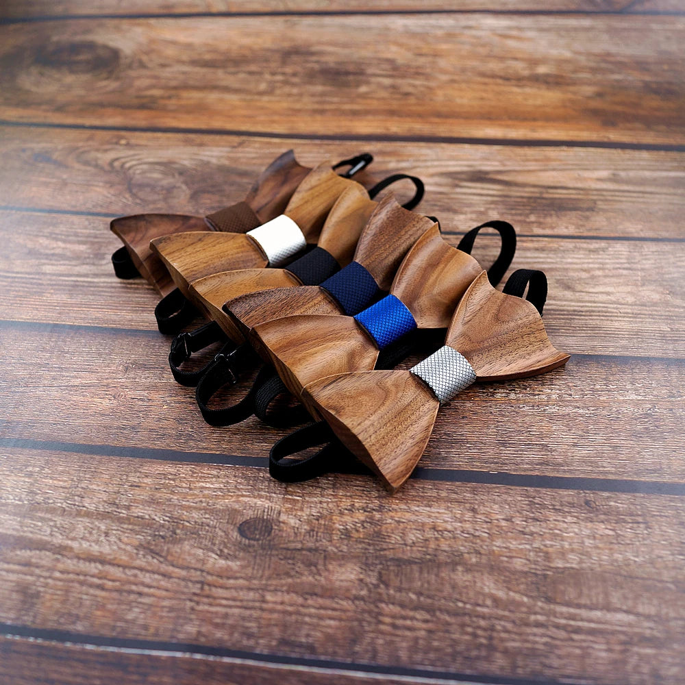New design 3D Wooden tie Pocekt Square Cufflinks Fashion wood bow tie wedding dinne Handmade corbata Wooden Ties Gravata set