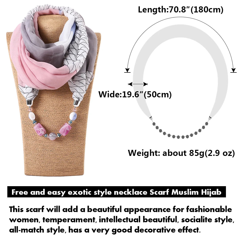 RUNMEIFA solid color Jewelry Statement Necklace Pendant Scarf Women Bohemia Neckerchief Foulard Femme Accessories Hijab Stores