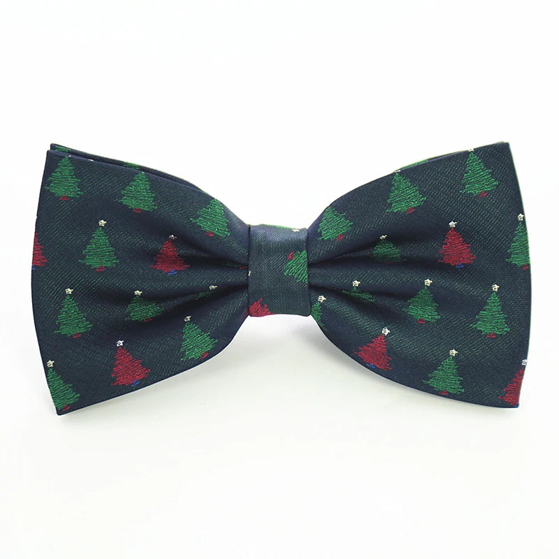 JEMYGINS Christmas Bow Ties for Mens Shirt Snowflake Christmas Tree Pattern Men Silk Bow Tie Christmas Party Gift