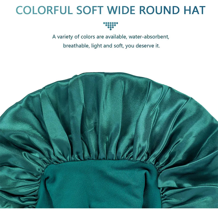 Bonnet de nuit en soie pour femme, noir, rose, violet, avec boucles naturelles bouclées, élastique large et souple, réglable