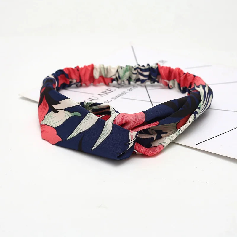 2020 Fashion Bohemian Headband Print Hairbands For Women Girls Vintage Cross Knot Turban Bandanas Headwear Hair Accessories