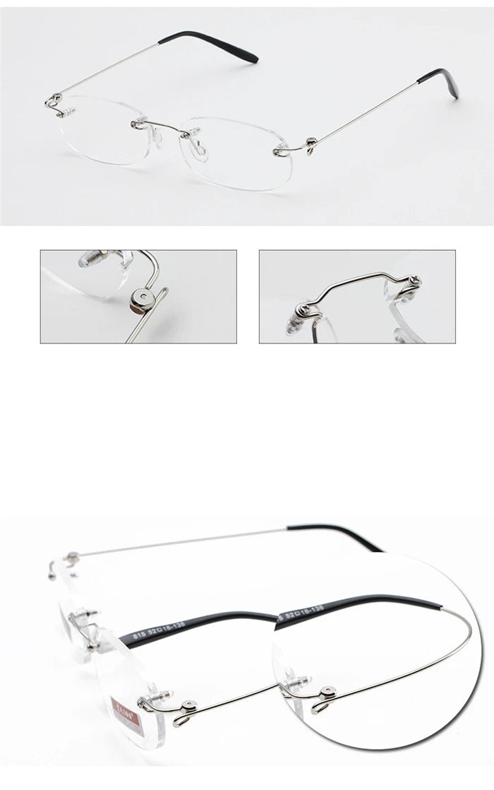 Frameless Nearsighted Glasses Finished Women Men Metal Leg Rimless Square Diopter Eyeglasses -1.0 -1.5 -2.0 -2.5 -3.0 -3.5 -4.0