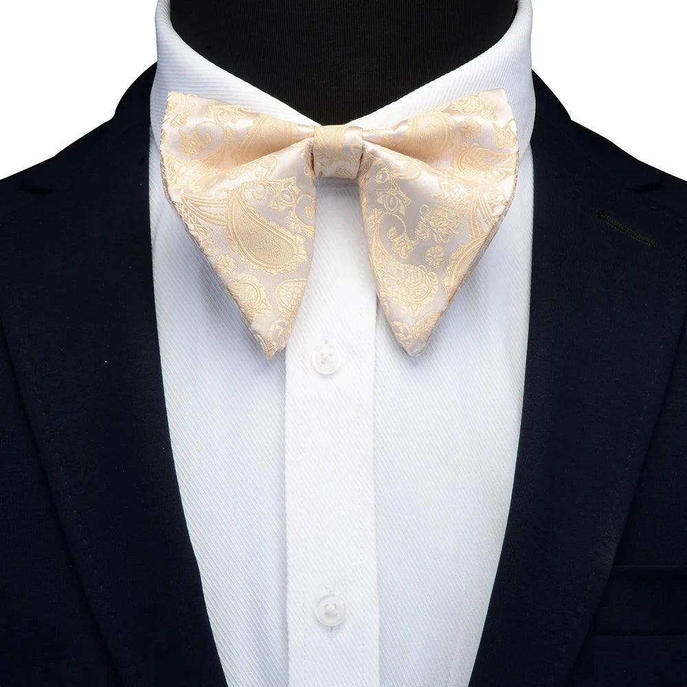 GUSLESON Ensemble de boutons de manchette et pochette pour homme, motif cachemire, bleu, rouge et jaune, avec boîte cadeau, cravate de mariage en soie pour homme