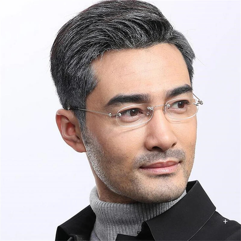 Frameless Nearsighted Glasses Finished Women Men Metal Leg Rimless Square Diopter Eyeglasses -1.0 -1.5 -2.0 -2.5 -3.0 -3.5 -4.0