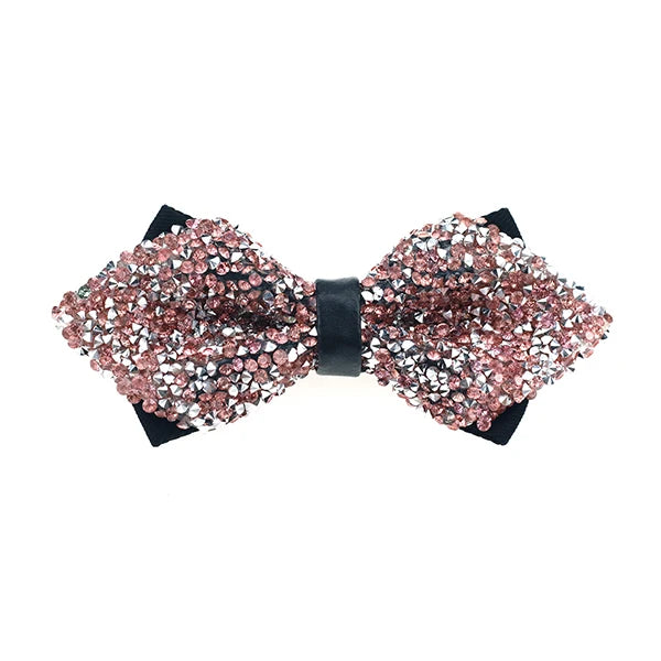 Nœud papillon rose diamant pour homme, nœud papillon strass, accessoire de mariage tendance
