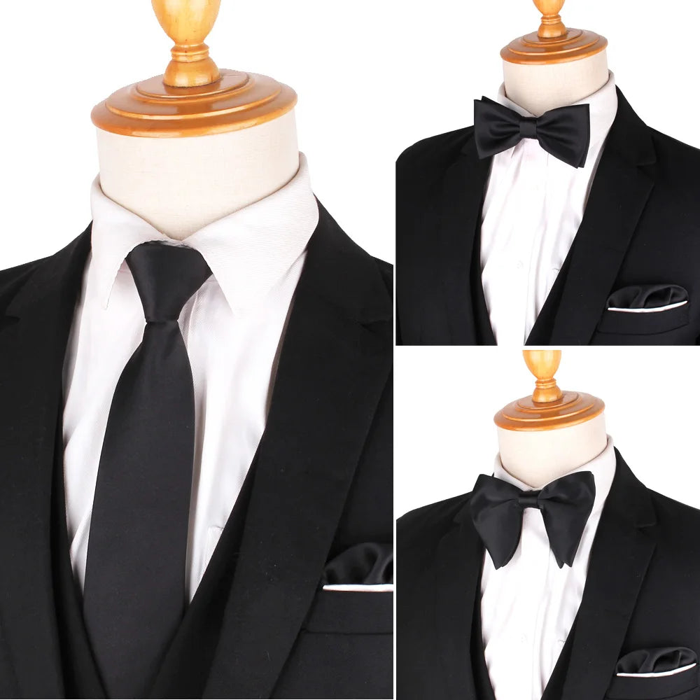 Cravate étroite noire pour hommes et femmes, cravate en polyester à fermeture éclair, cravate classique pour mariage, cravate fine pour hommes d'affaires