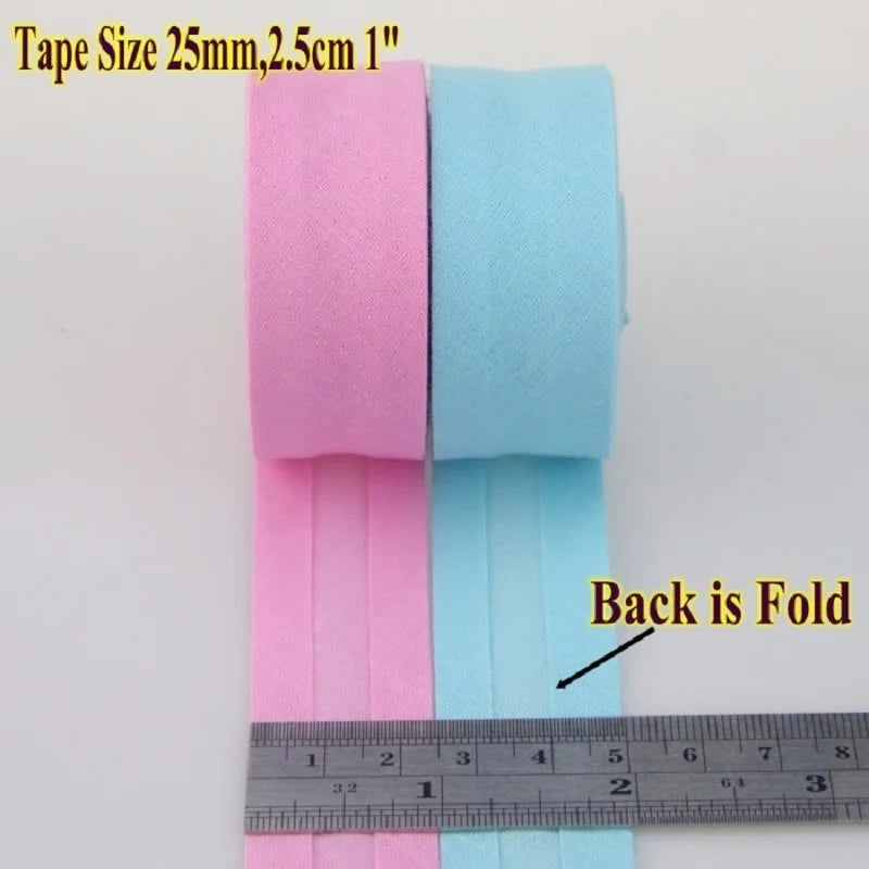 25mm Cotton Folded Bias Tape Ironed Bias Binding for Garment Table Cloth Quilt DIY craft sewing tape 5meters/lot