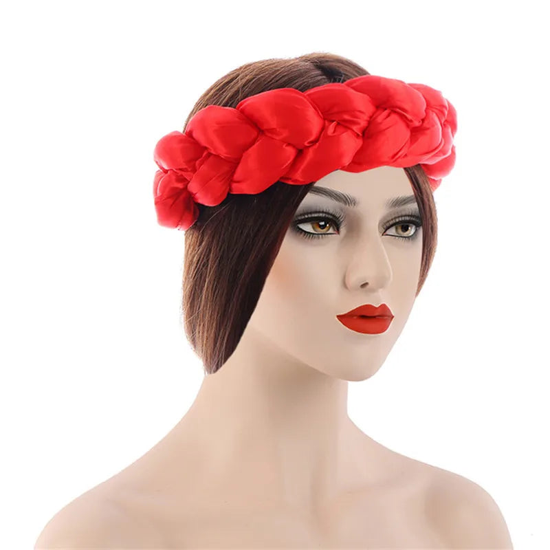 Exaggerated Big Braid Head Band African Raw Silk Turban Cap for Women Lady Nigeria Wedding Party Headpiece Female Headband Mujer