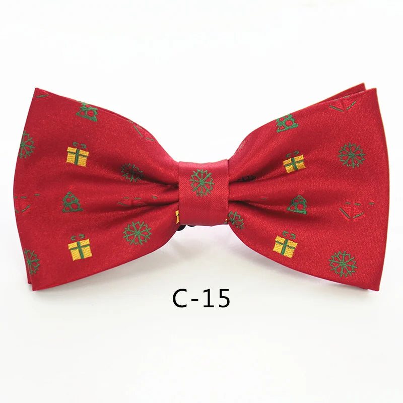 JEMYGINS Christmas Bow Ties for Mens Shirt Snowflake Christmas Tree Pattern Men Silk Bow Tie Christmas Party Gift