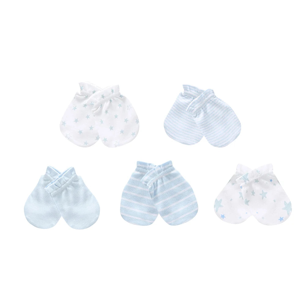 Newborn Boy Girl Hats and Mittens Sets Comfy Infant Baby 5Pcs Caps & 5Pcs Gloves Cotton Toddler Baby Accessorise
