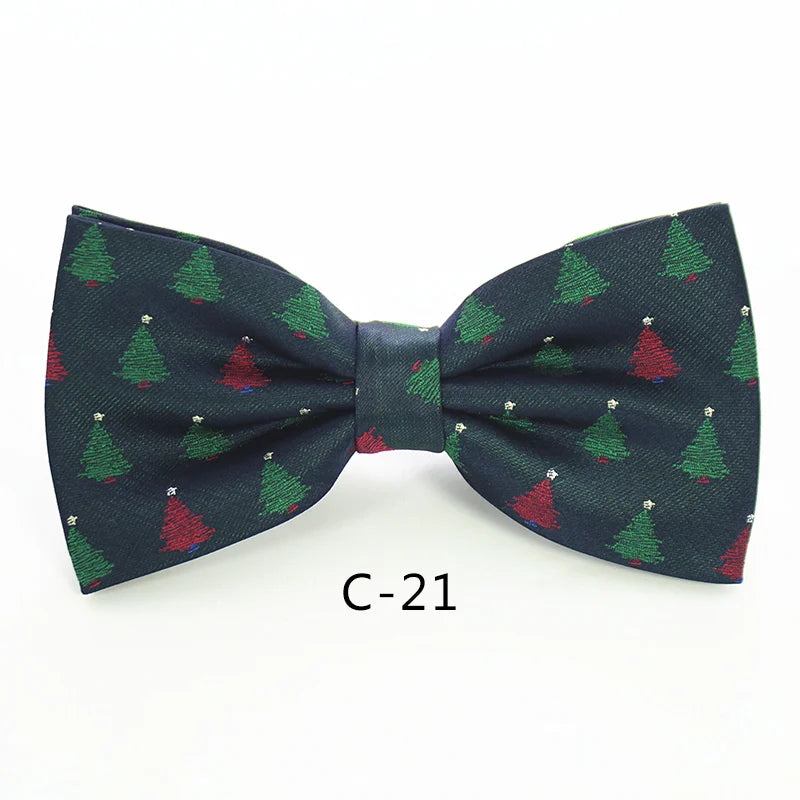 JEMYGINS Christmas Bow Ties for Mens Shirt Snowflake Christmas Tree Pattern Men Silk Bow Tie Christmas Party Gift