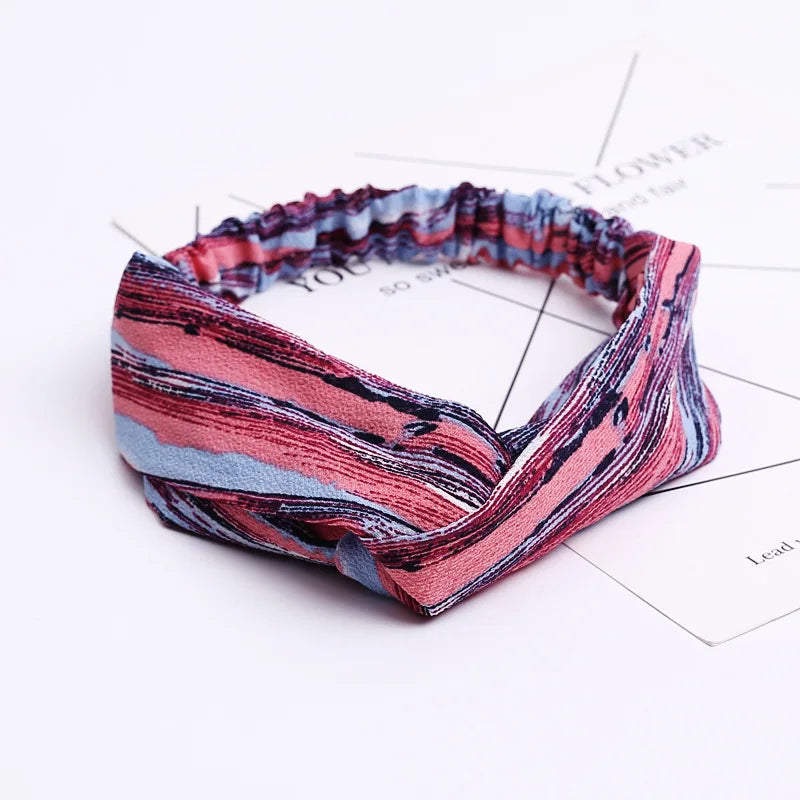 2020 Fashion Bohemian Headband Print Hairbands For Women Girls Vintage Cross Knot Turban Bandanas Headwear Hair Accessories