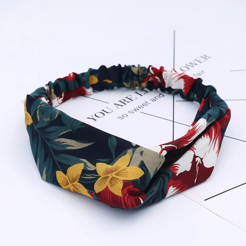 2020 Fashion Bohemian Headband Print Hairbands For Women Girls Vintage Cross Knot Turban Bandanas Headwear Hair Accessories