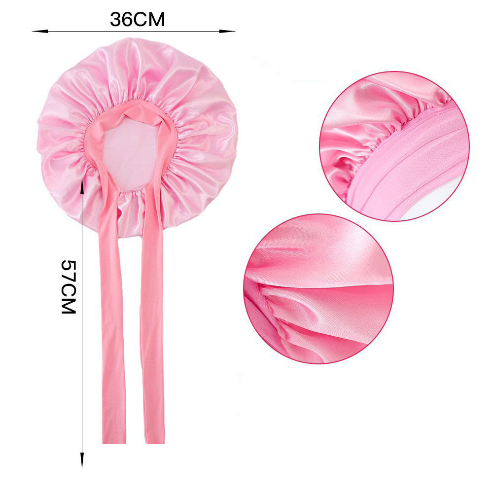 Bonnet de nuit en satin double épaisseur pour femme, bonnet de nuit rond, couvre-chef réversible