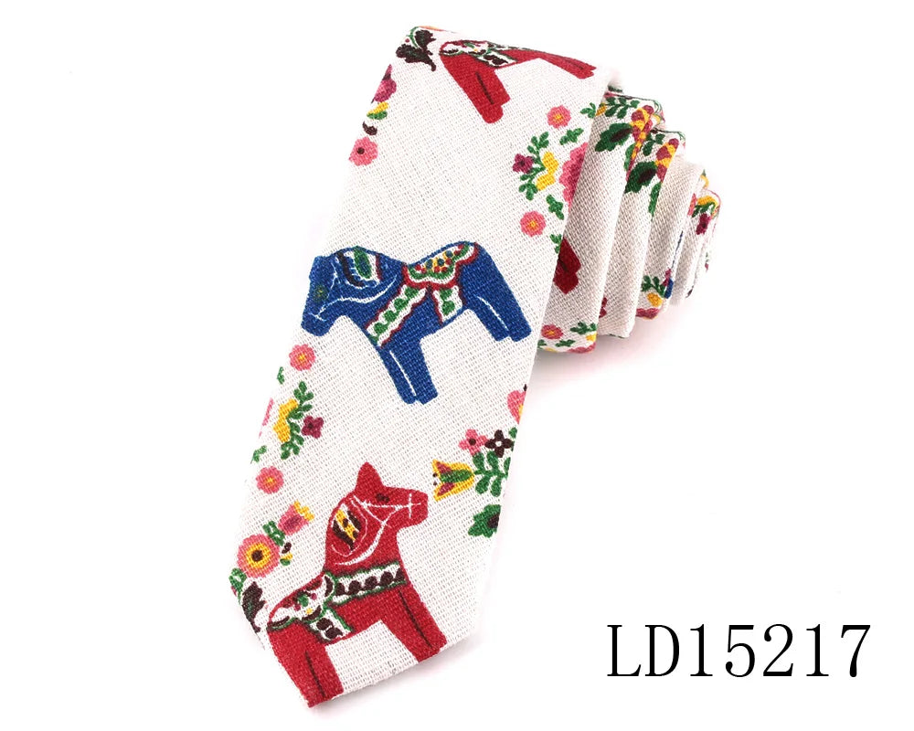 Nouvelles cravates imprimées de créateur, cravates étroites décontractées pour hommes, cravates en coton floral de fête hip-hop, cravate fine