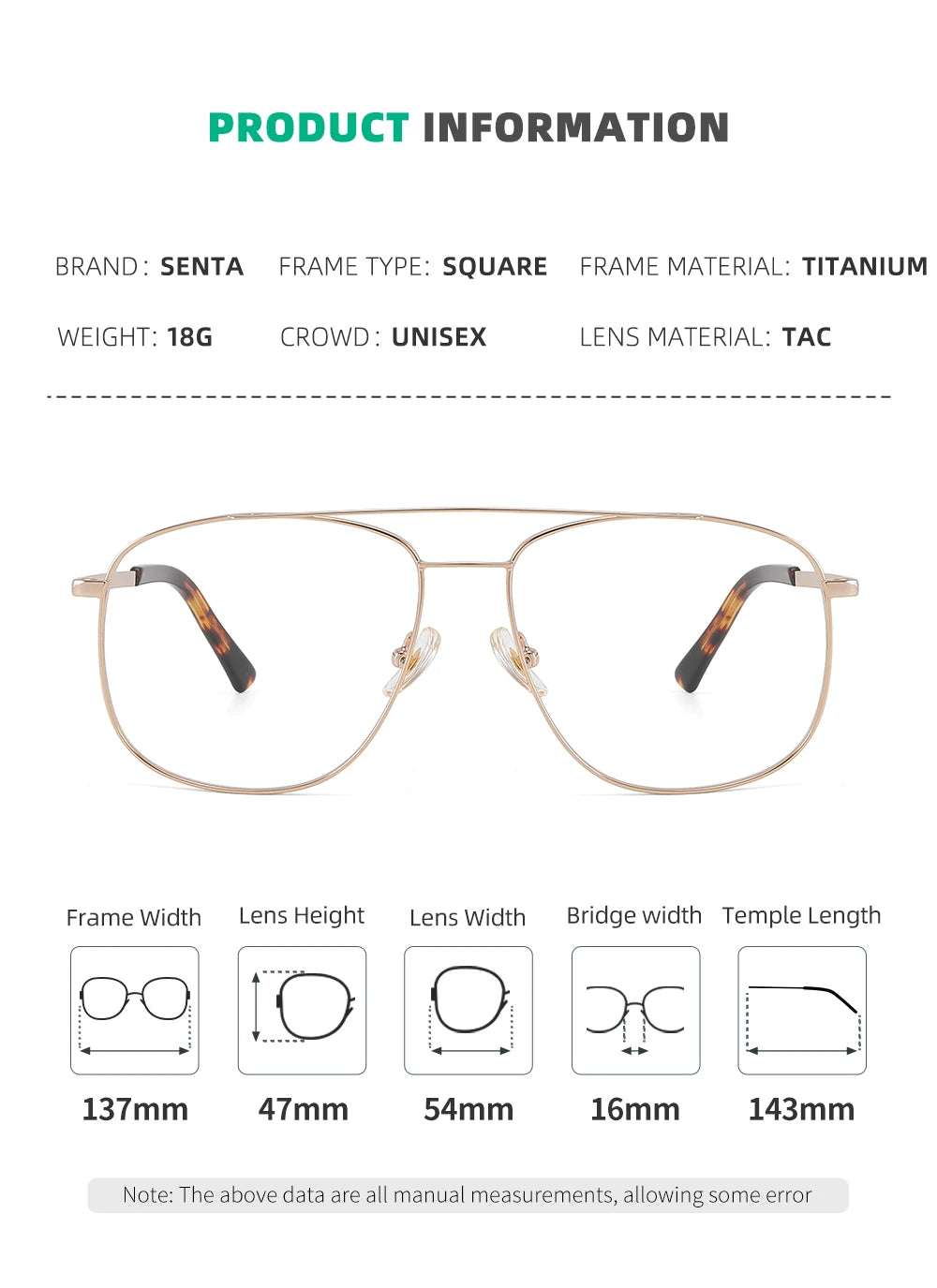 Pure Titanium Eyeglass frames Men Ultralight Square Men's Glasses Frames Business Decorative Eyewear Titanium Fake Eyepieces Men