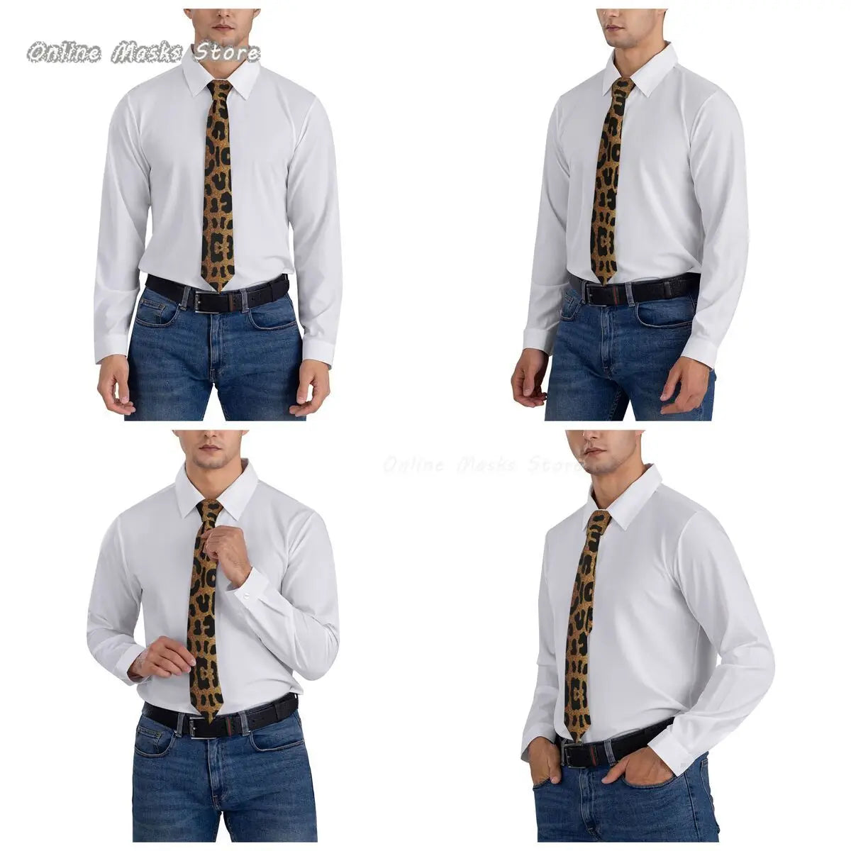 Cravates léopard pour hommes, soie et polyester, étroites, 8 cm, motif tigre, pour costumes, accessoires, fête de mariage, cosplay