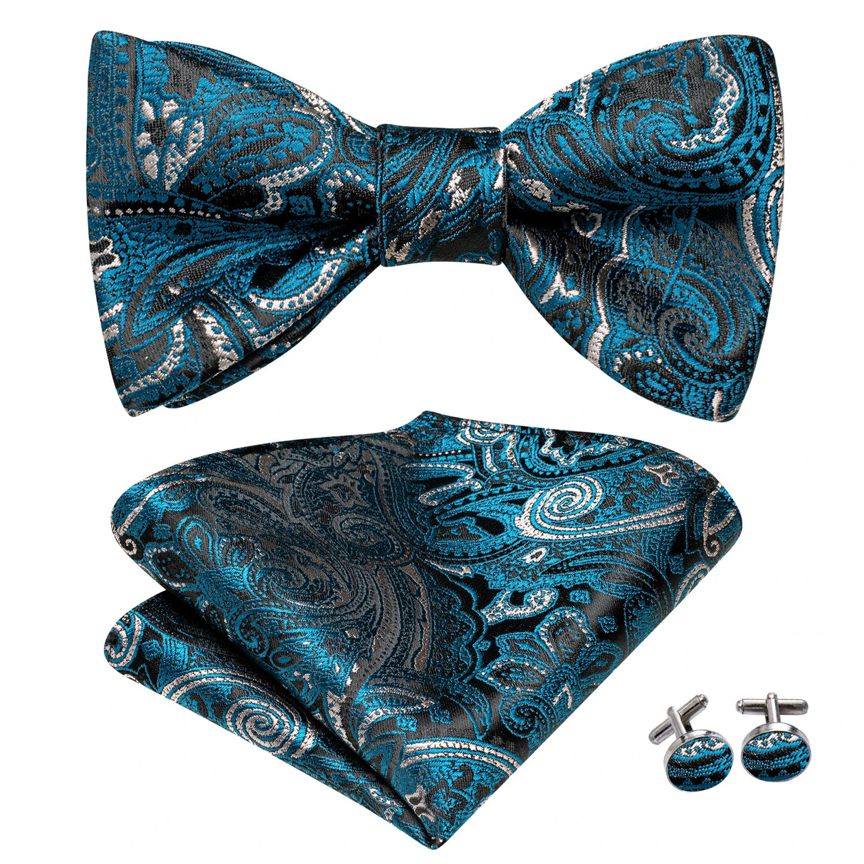 Dropshipping Jacquard Silk Mens Self Bow Tie Hanky Cufflinks Set Male Butterfly Knot Bowtie Wholesale for Male Wedding Business