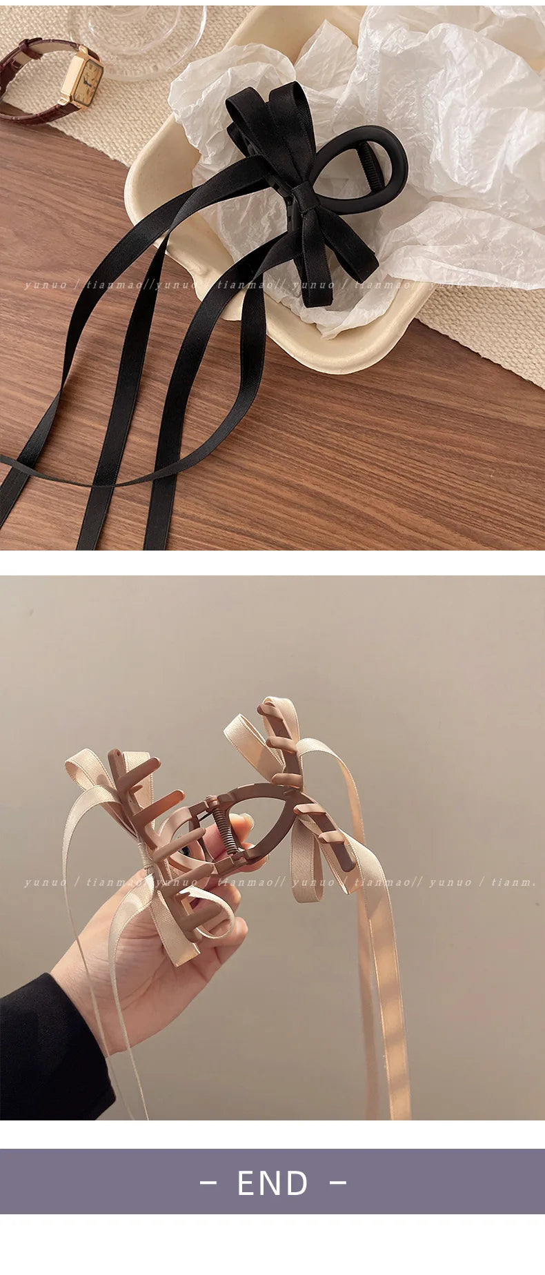 Black Bow Ribbon Hair Claw Clips Temperament Elegant Hairpin Women Princess Headdress Fashion Grab Clip Female Hair Accessories