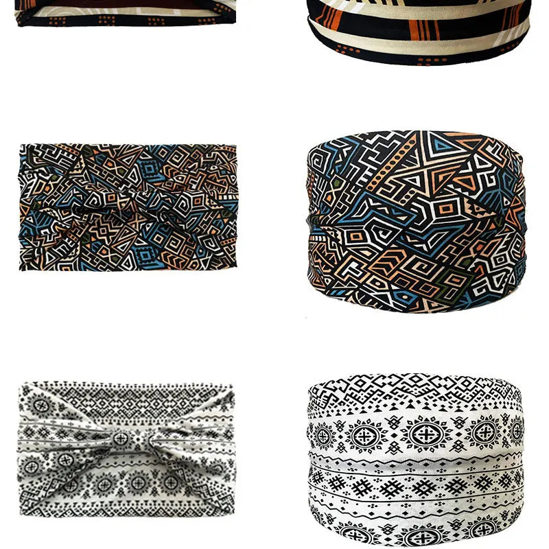 Boho Headbands For Women Fashion Wide Headscarf Bohemian Yoga Workout Head Bands Hair Accessories Band