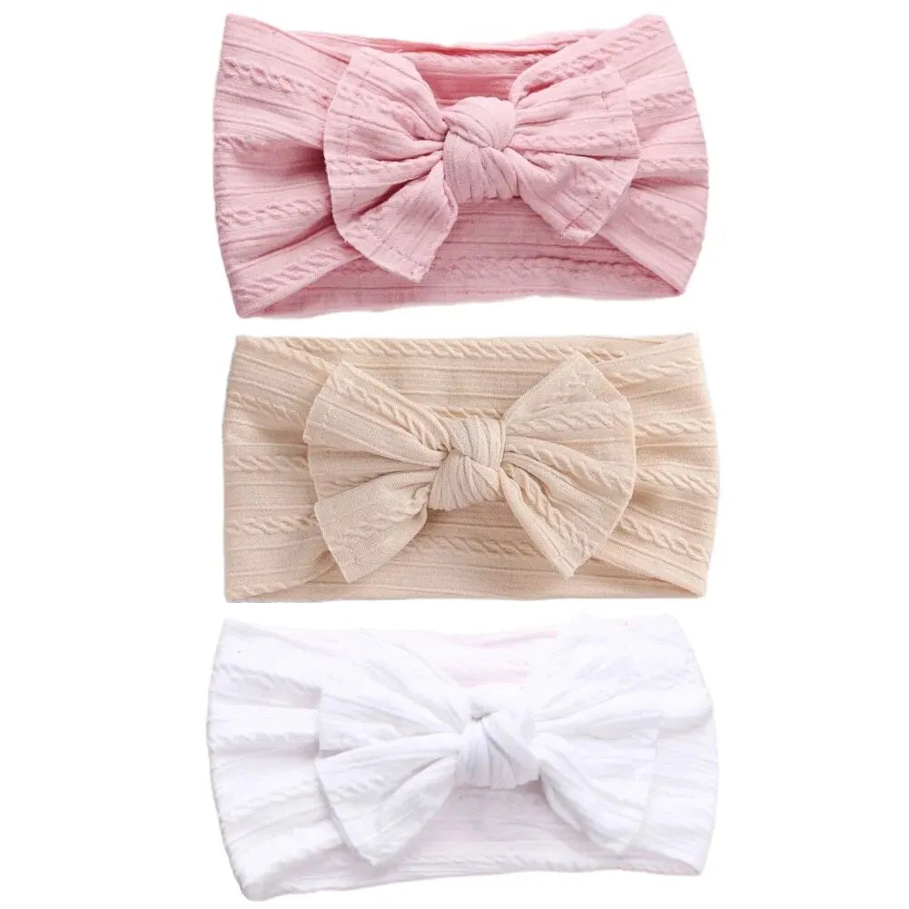 Lot de 3 bandeaux élastiques et doux pour bébé, jolis nœuds, accessoires pour cheveux