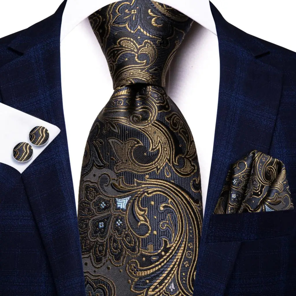 Hi-Tie – Cravate de mariage en soie violette unie à motif cachemire pour homme, ensemble de qualité avec boutons de manchette et mouchoir, cadeau tendance, livraison directe