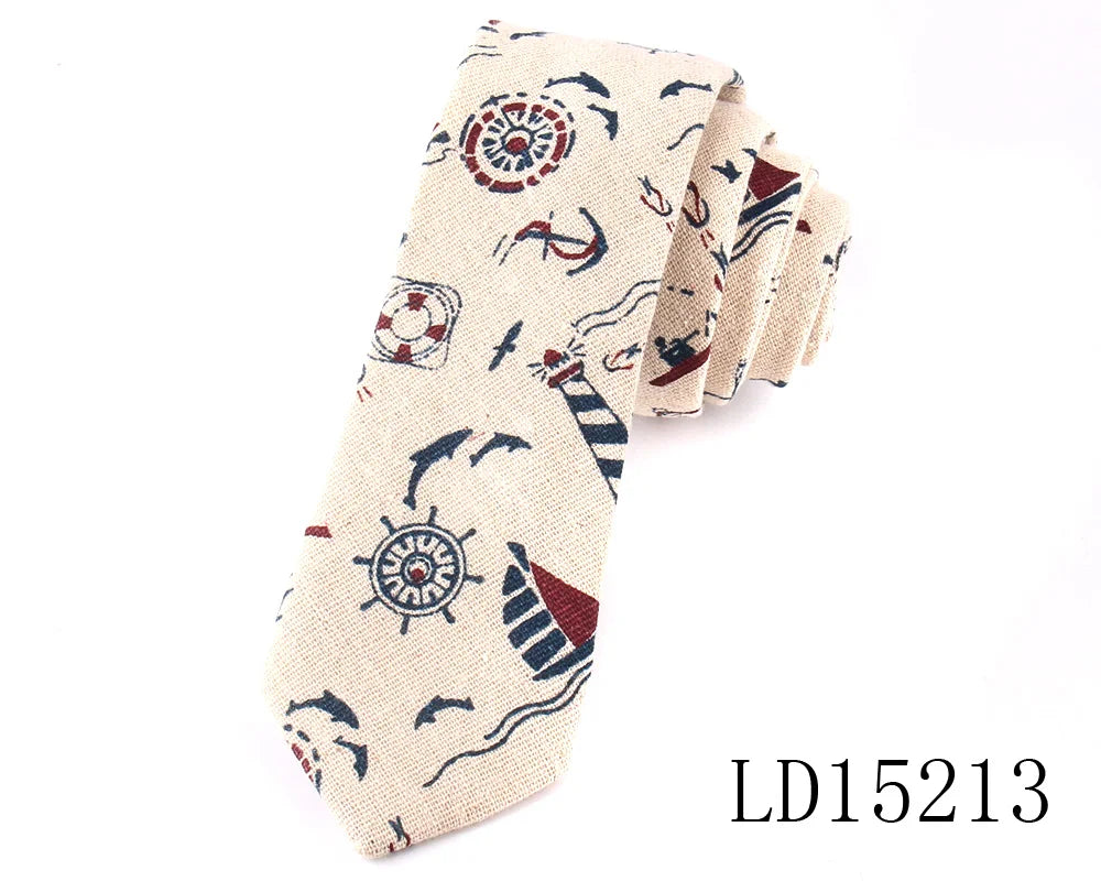 Nouvelles cravates imprimées de créateur, cravates étroites décontractées pour hommes, cravates en coton floral de fête hip-hop, cravate fine