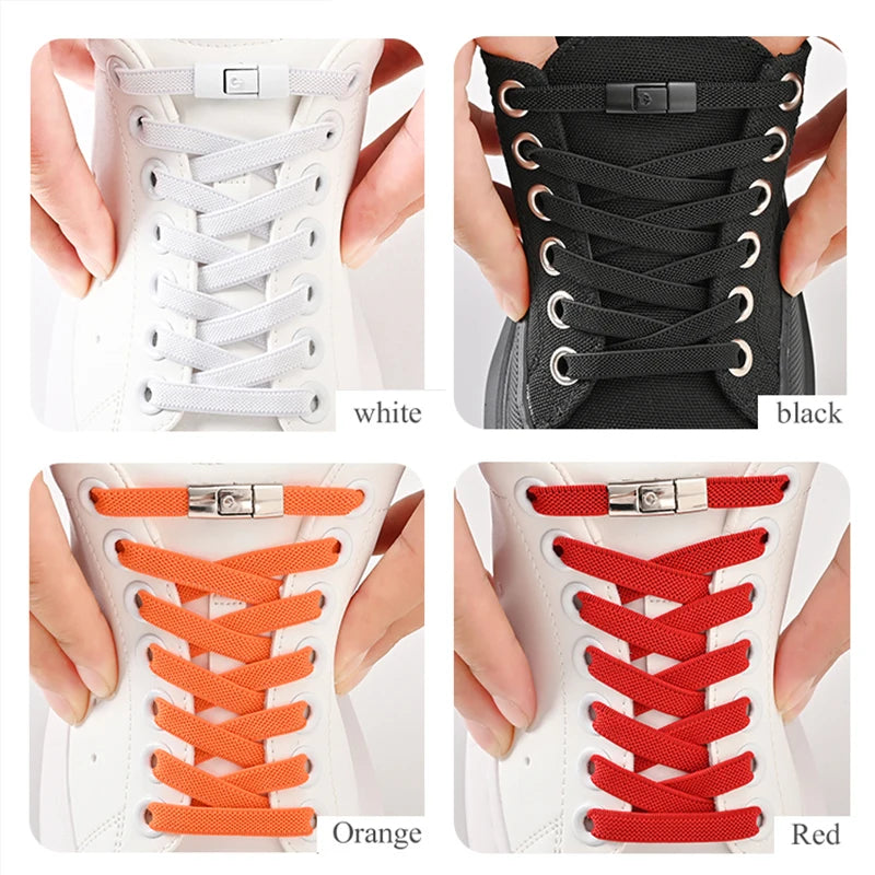 Lacets élastiques sans nœuds pour chaussures de sport, 8 mm, plats et larges, pour enfants et adultes