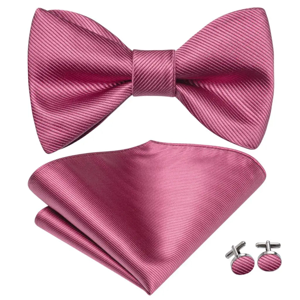 Hi-Tie Ensemble nœud papillon en soie pour homme, mouchoir et boutons de manchette, bleu, rouge, or, noir, blanc, jacquard, nœud papillon, mariage, affaires