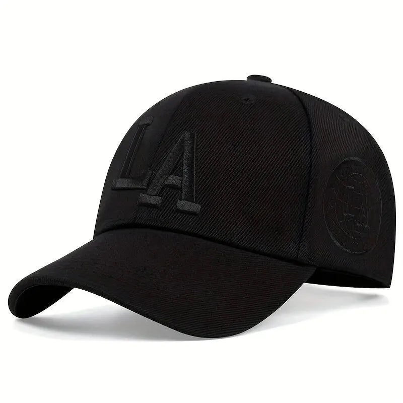 Casquette de baseball unisexe brodée avec lettres « La » pour le printemps et l'automne, chapeau décontracté réglable pour l'extérieur, chapeau de protection solaire