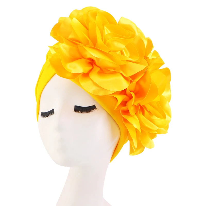 New Woman Muslim Hijab Caps With Big Flower Turban Bonnet Islamic Wrap Head Inner Cap for Hijabs Trendy Headdress