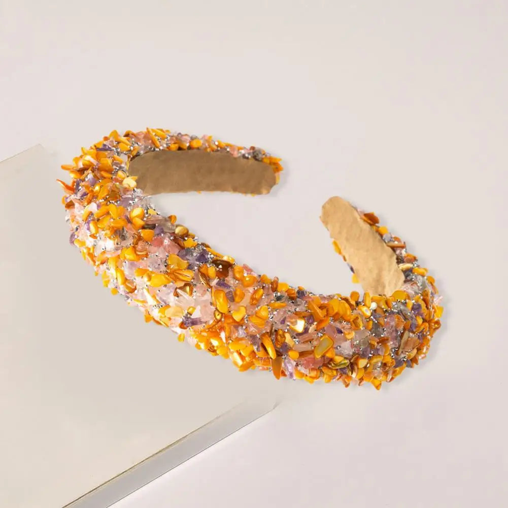 Women Headband Artificial Crystal Embellished Wide Band Headwear Elastic Anti-slip Luxury Fashion Ladies Hair Hoop Accessories