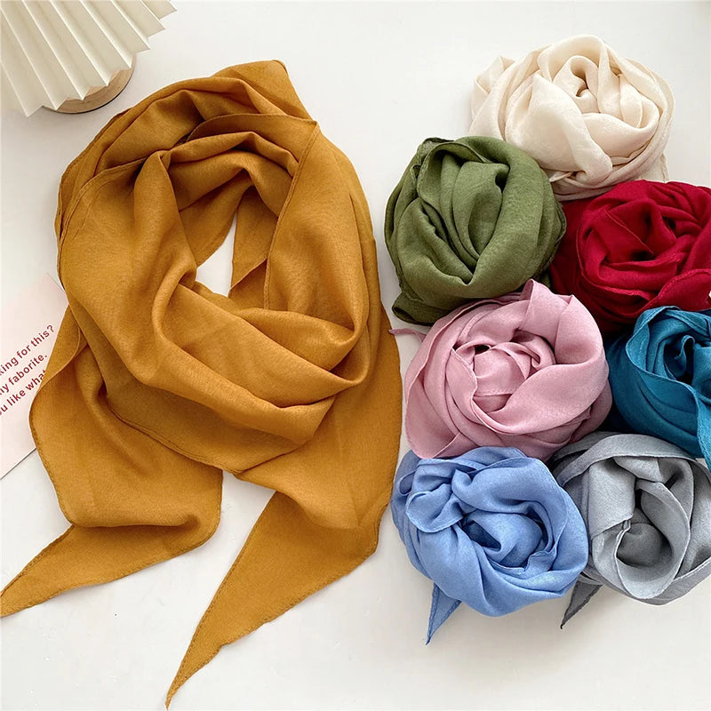 2022 Brand Scarf Women Cotton Hijabs Scarf Pashmina Ladies Shawls and wraps Beach Scarves Triangle Bandanas Foulard Women scarf