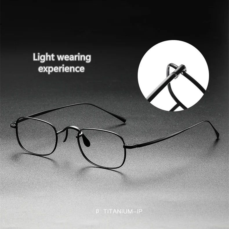Vintage Small Square Oval 6.5g Ultra-Light Pure Titanium frame ,KJ45|Thin Frame of Golden Wire|For Men and Women