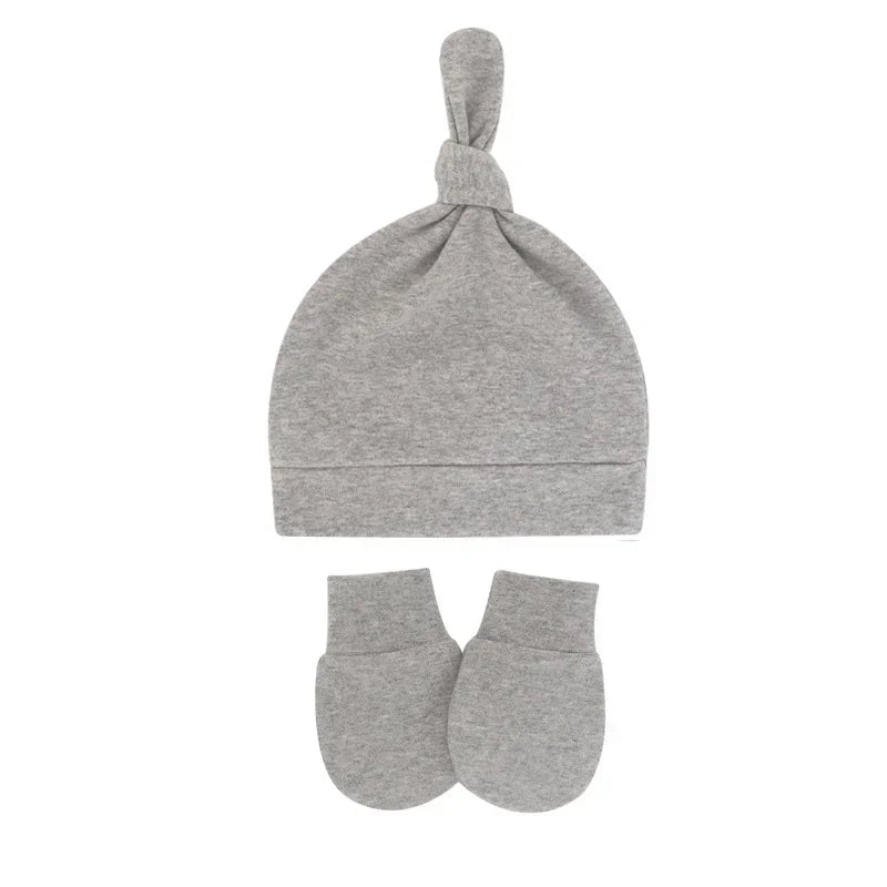 Bonnet pour nouveau-né avec gants, bonnet chaud en coton pour enfants, accessoires pour enfants, bonnet de nuit pour bébés de 0 à 6 mois, automne et hiver