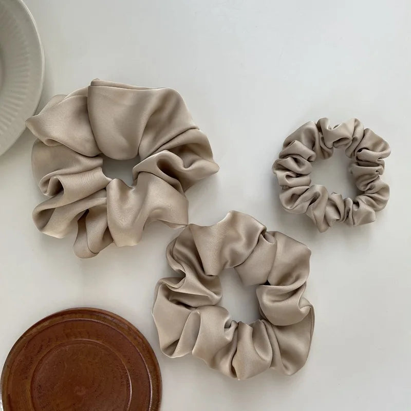 Silk Scrunchie Elastic Hair Bands Solid Color Women Girls Headwear Fashion Headband Ponytail Holder Hair Accessories