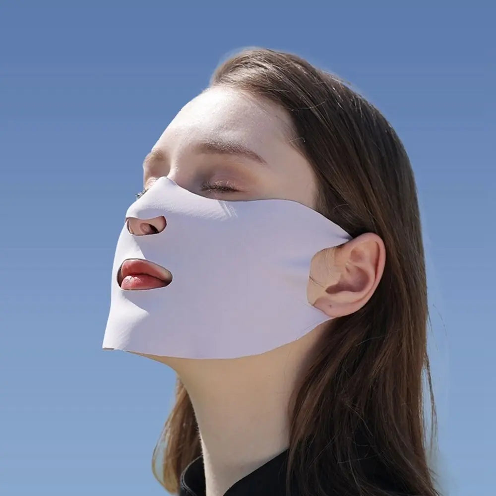 Summer Women Sunscreen Mask Outdoor Sports Cycling Breathable Washable Reusable Face Cover Double Layer Ice Silk Mask