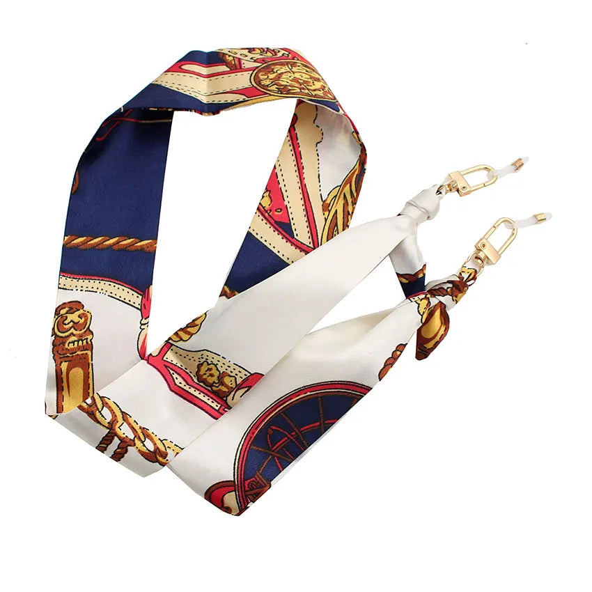 Ribbons Brand Glasses Chain Women Fashion Bohemia Silk Scarf Colorful Printing Long Mask Sunglsses Lanyard Jewelry Accessories