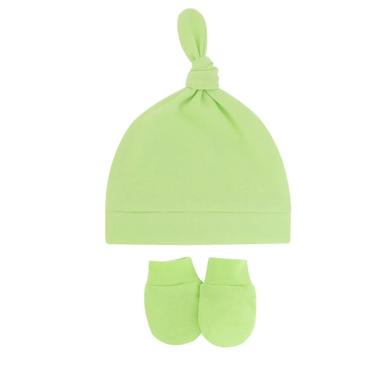 Bonnet pour nouveau-né avec gants, bonnet chaud en coton pour enfants, accessoires pour enfants, bonnet de nuit pour bébés de 0 à 6 mois, automne et hiver