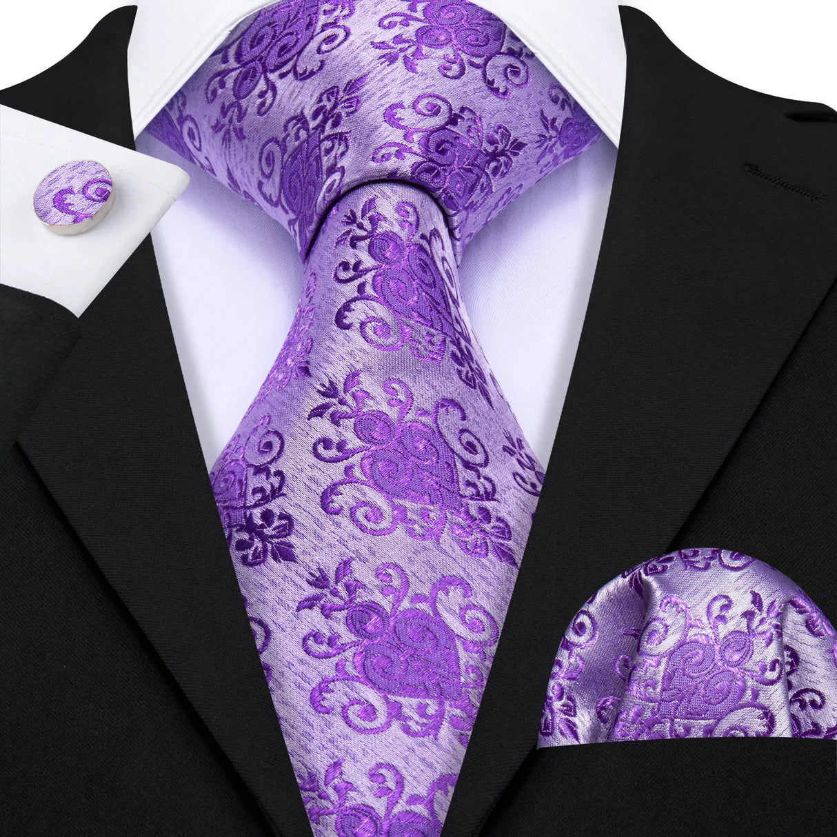 Ensemble élégant de cravates et boutons de manchette en soie à fleurs multiples pour homme, cravate jacquard à fleurs pour mariage, entreprise, fête, événement, Barry.Wang