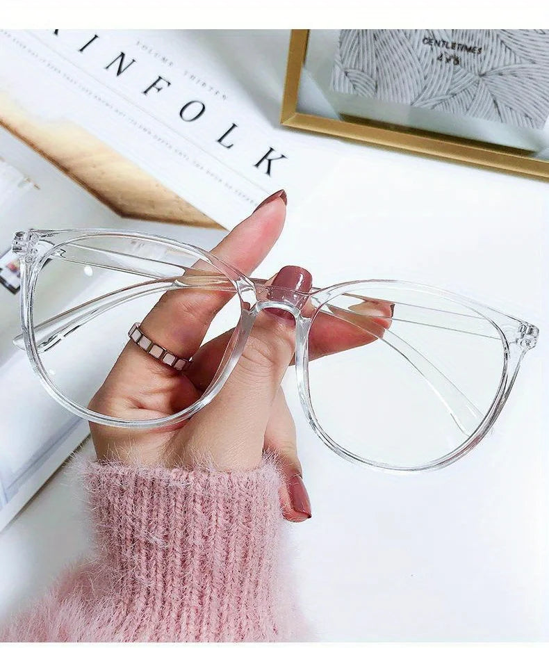 2/3PCS Blue Light Blocking Glasses - Fashion Oversized Frame Glasses Round Eyeglasses, Computer Gaming Glasses for Women/Men