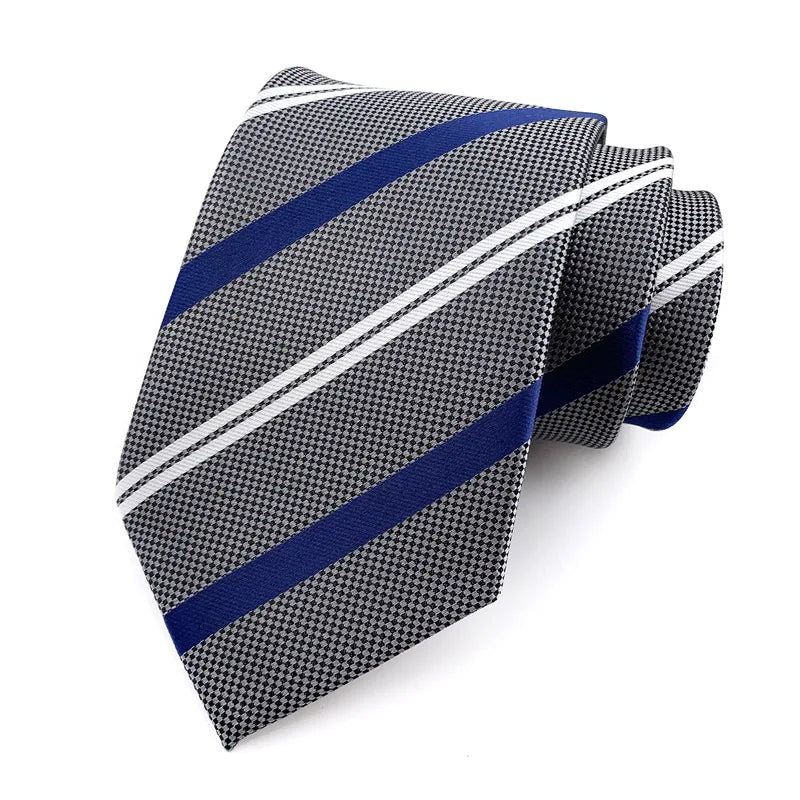 Cravate pour homme 8 cm, motif rayé, jacquard tissé, cravate Ascot, pour homme, pour fête de mariage