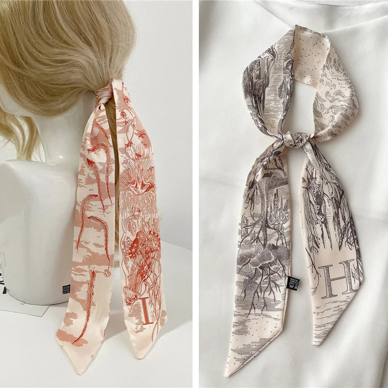 Vous en avez besoin ! 26 lettres sac à main poignée ruban écharpe bandeau cheveux tête cou foulard soie comme rétro cheveux rubans français élégant