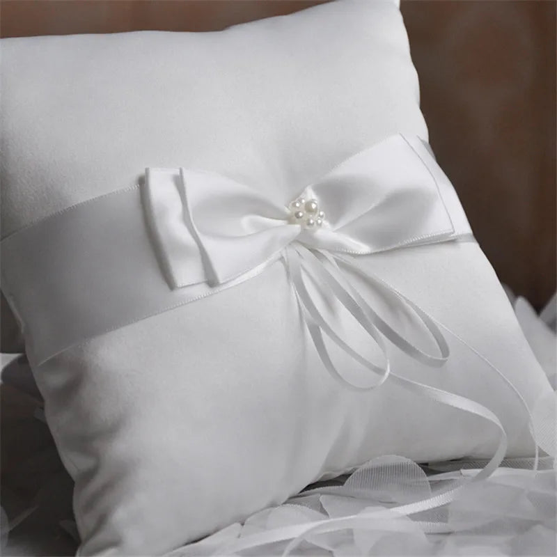Ringkissen mit Perlen, Ringkissen für Braut, Hochzeit, Zeremonie, Ringkissen, Kissenträger mit Bändern