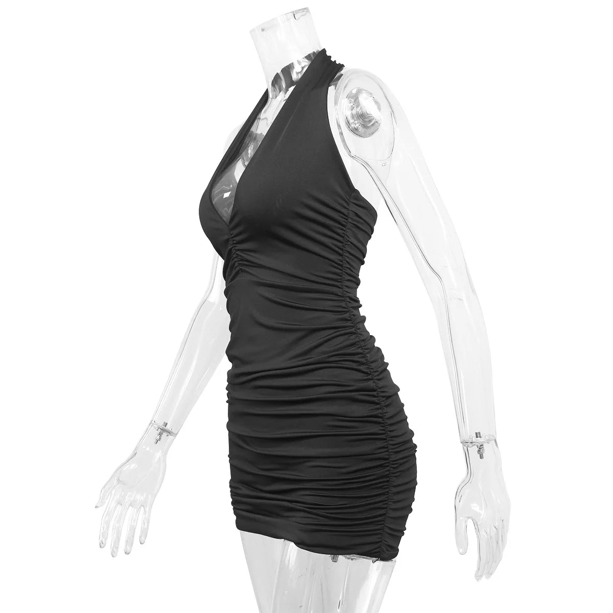 Sexy Deep V Evening Party Sleeveless Backlss Dress 2024 Summer Short White Halter Dresses Women Tight Club Mini Dress Clubwear