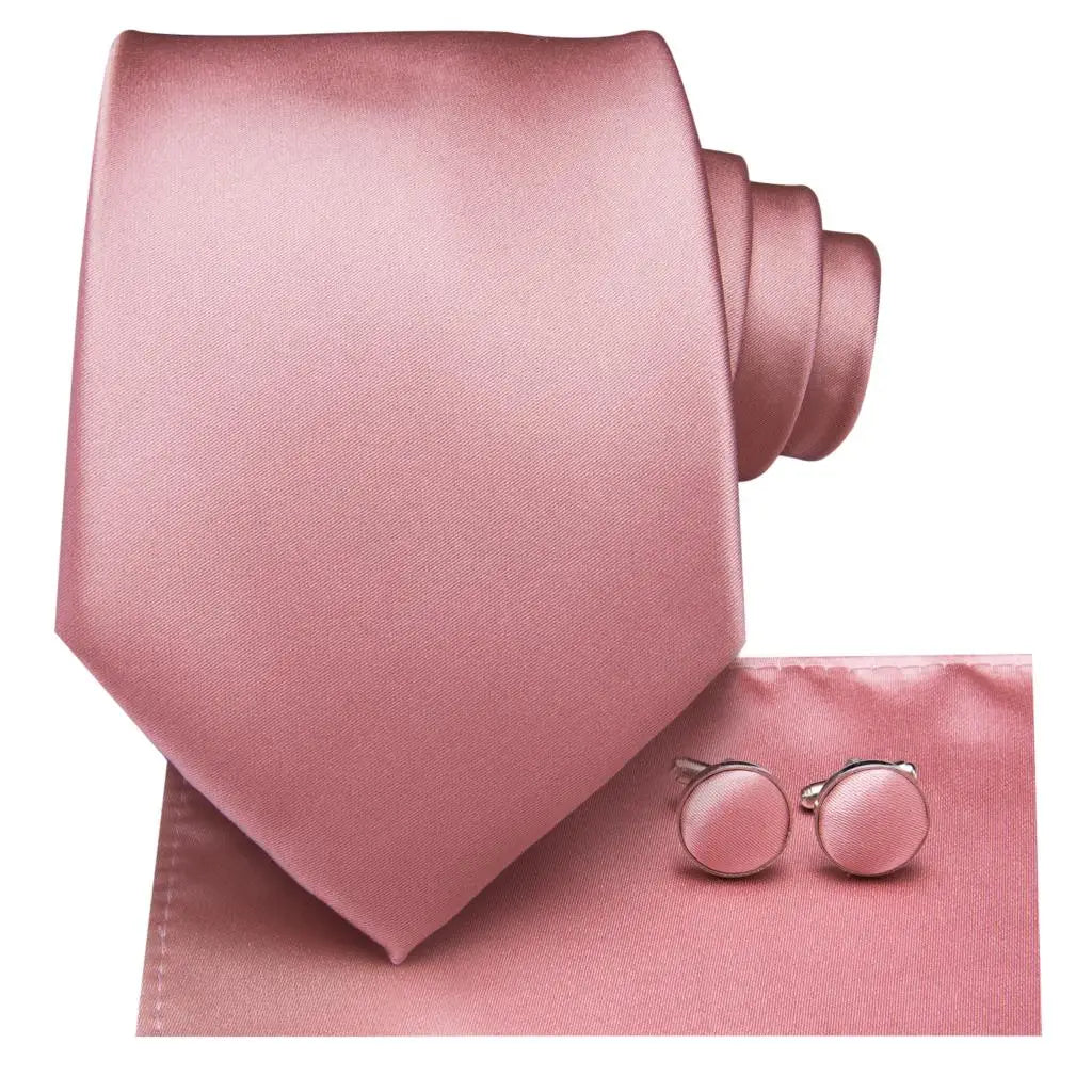 Hi-Tie 100% soie classique pour homme, cravate de mariage corail rose rouge pêche, pochette carrée, boutons de manchette, ensemble de cravates roses pour hommes, cravates cachemire unies
