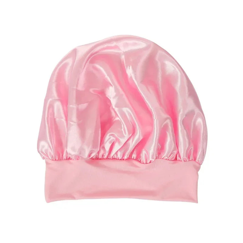 High Elastic Satin Solid Sleeping Hat 1Pcs Hair Care Bonnet Nightcap Multi-color Reusable Women Home Sleeping Cap Accessories
