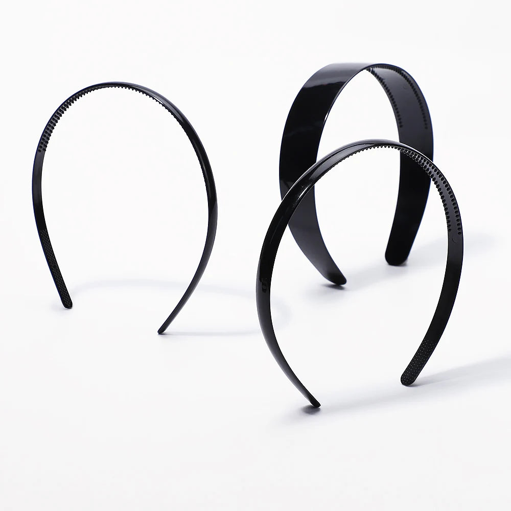 1 Piece Simple Women Headbands Fashion Head Band for Girls Solid Black Color Casual Hair Accessories Plastic Headbans Wholesale