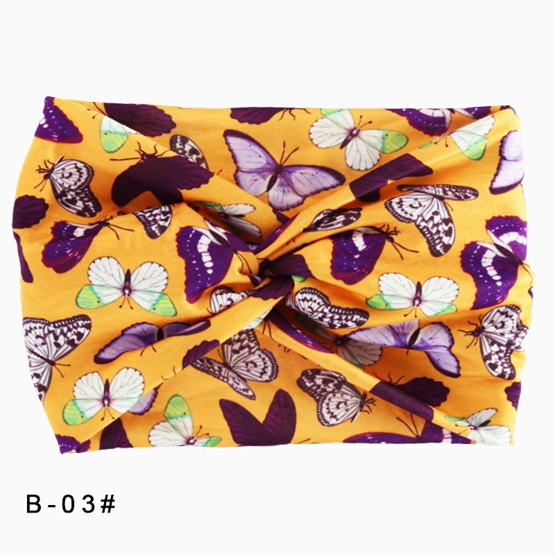 Printed Wide Elastic Headband Pilates Yoga Running Cycling Hairband Turban Makeup Hair Hoop Makeup Headwrap for Women Girl